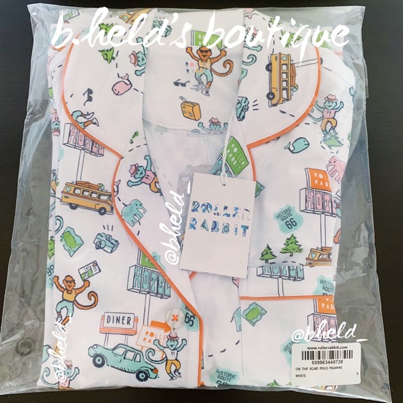 Roller Rabbit On The Road Polo Pajamas in White Size Small (S) Brand New NWT - Picture 15 of 16